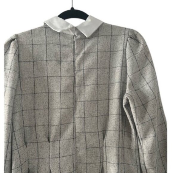 Goodnight Macaroon grey white plaid collared dress size XL - Picture 6 of 9